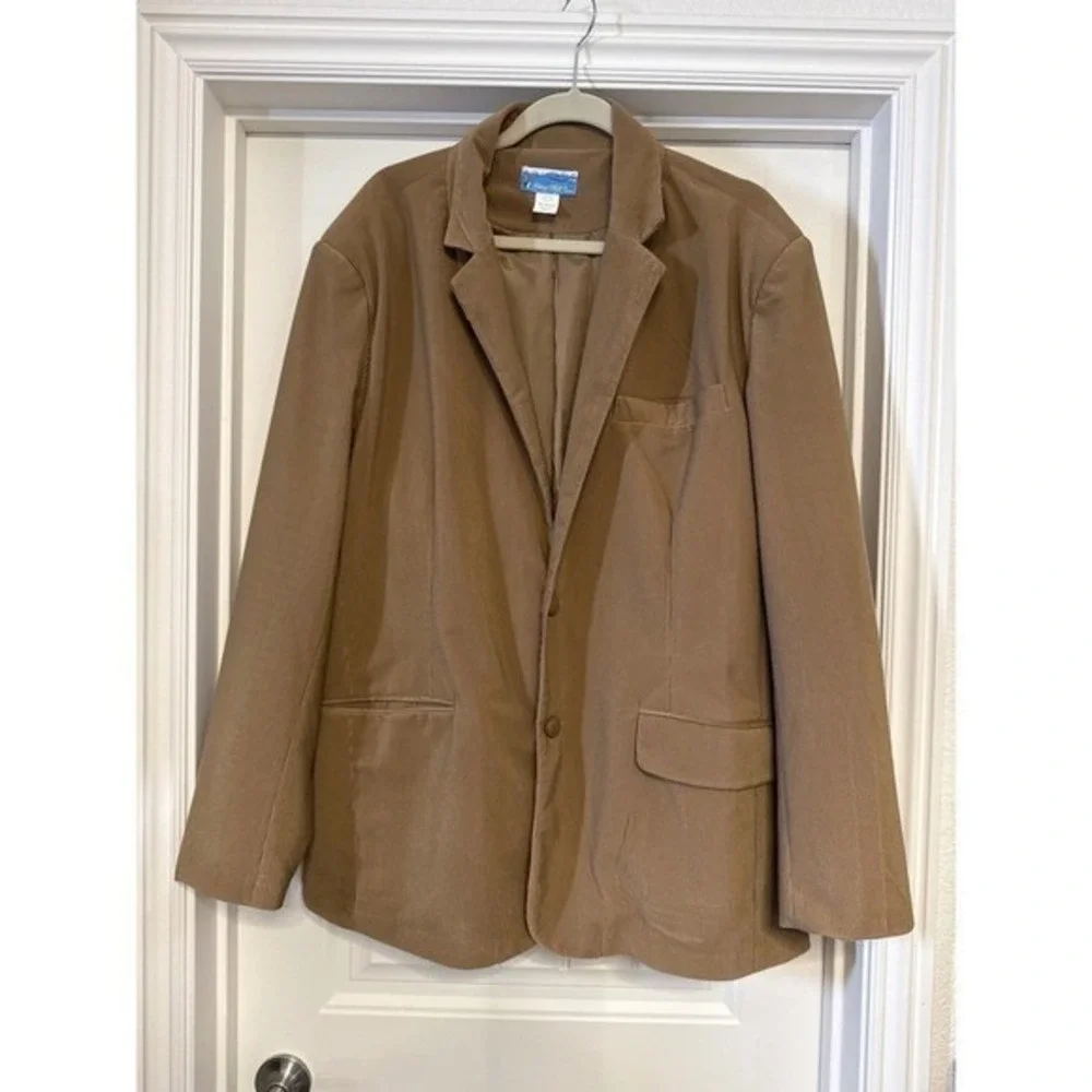 Stag Hill by Hoboand Tan Corduroy Blazer Jacket Size XL, Vintage,‎ wood buttons